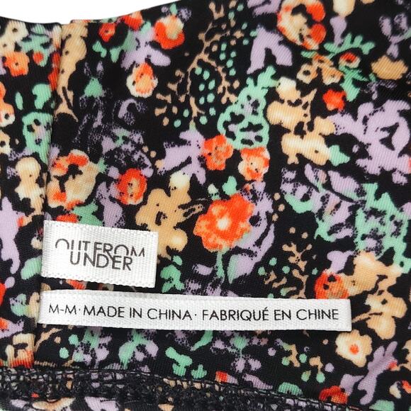 EUC Out From Under Ditsy Floral Micro Crop Top M Black Yellow Boho Festival Chic - Picture 3 of 6